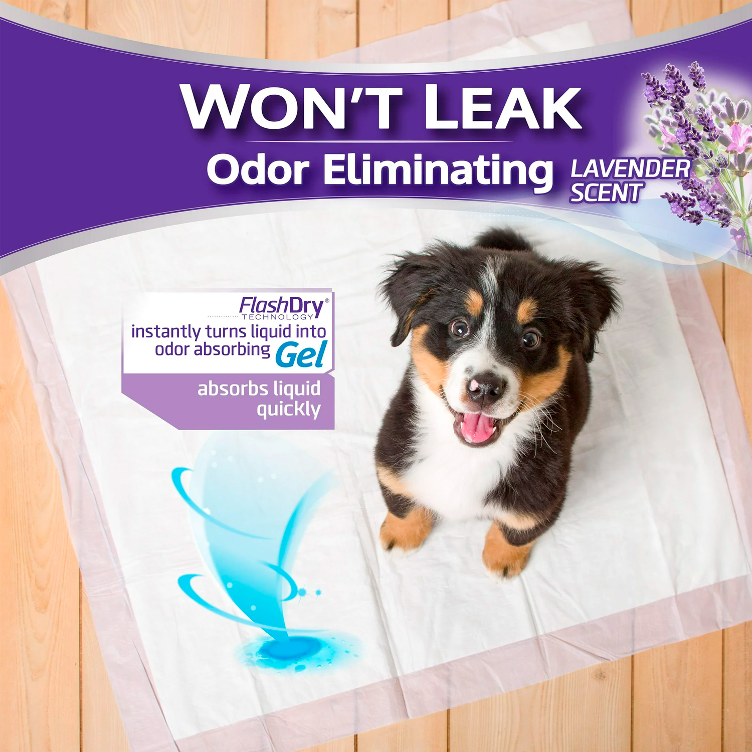 Hartz Home Protection Lavender Scent Odor-Eliminating Dog Pads, Regular Size, 21 in x 21 in, 50ct - الصورة 2