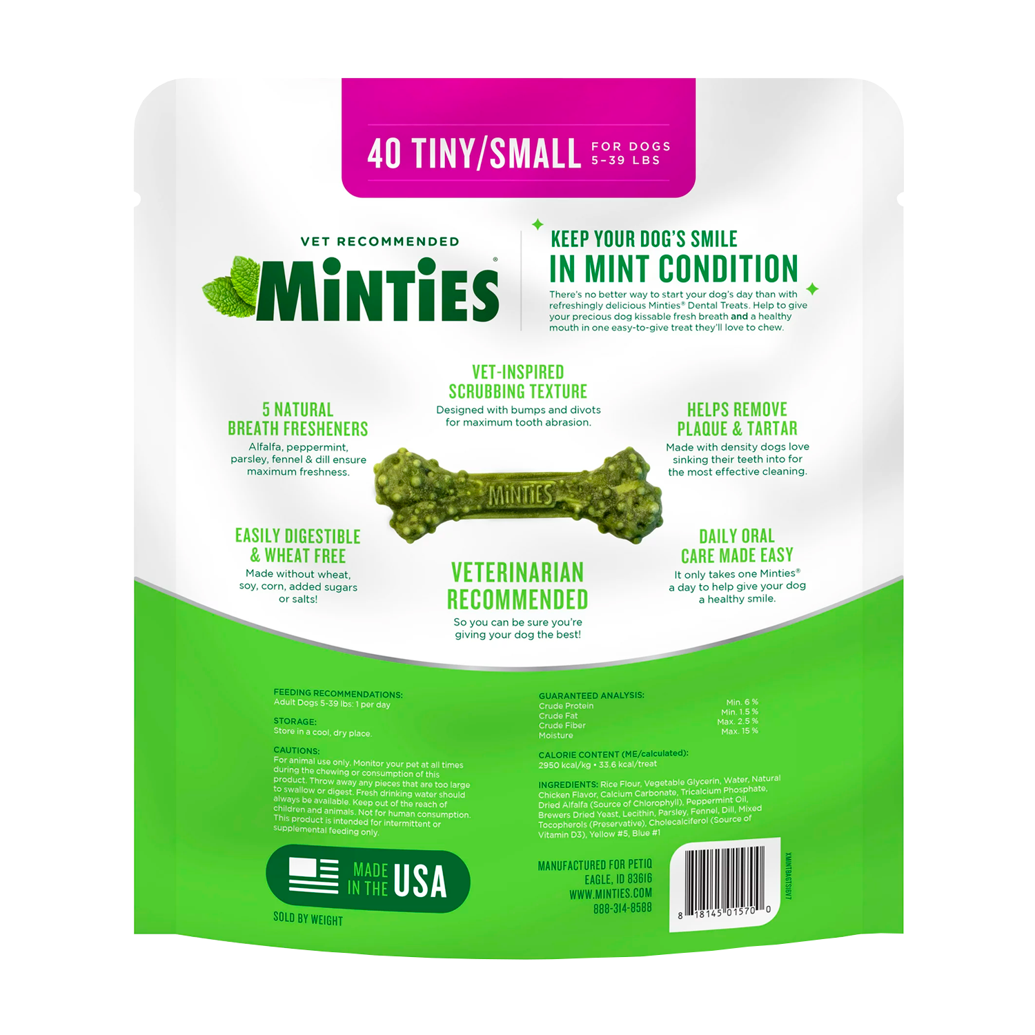 MINTIES Dog Dental Bone Treats, Dental Chews for Tiny_Small Dogs 5-39 lbs, 40 Count - الصورة 2