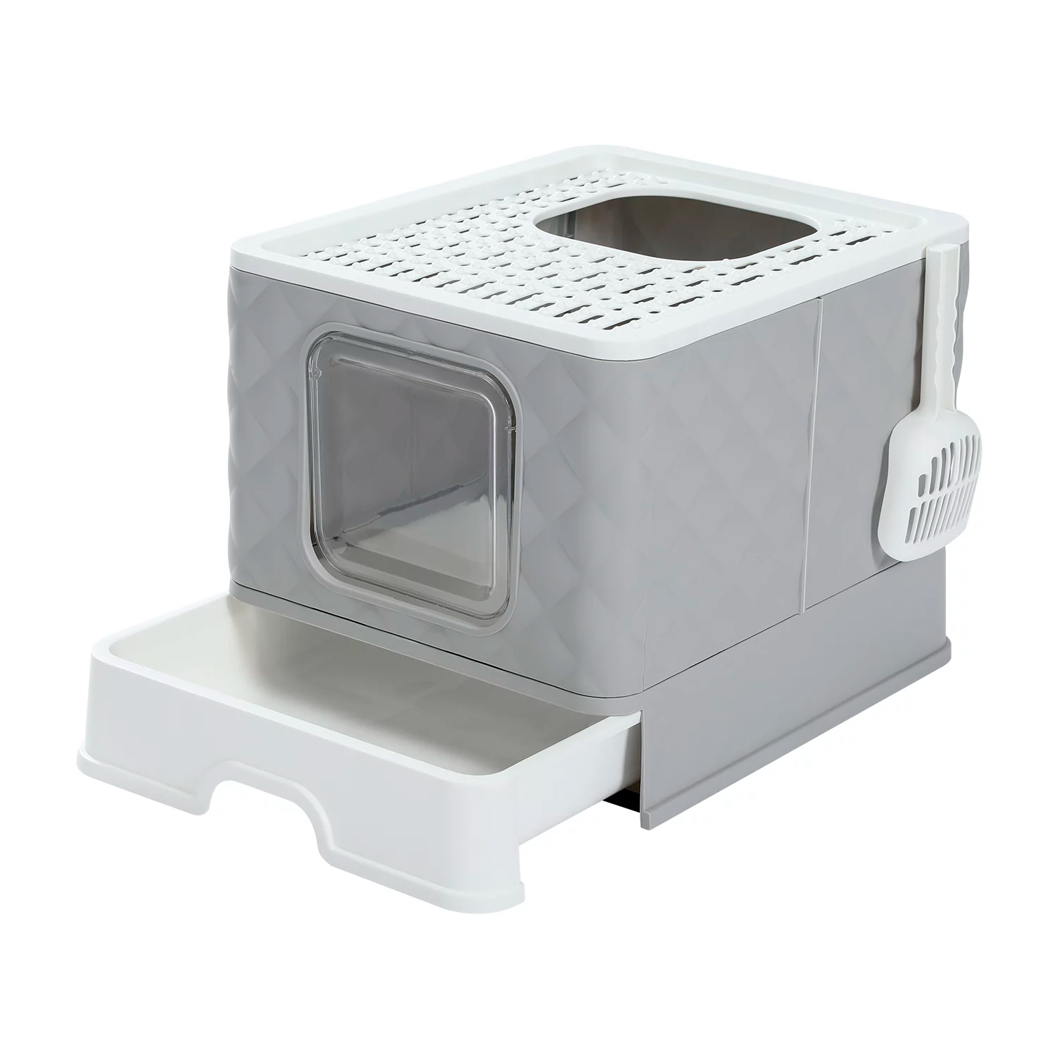 PAWZ Road Enclosed Cat Litter Box Large with Lid Drawer Type Easy to Clean,Gray - الصورة 2