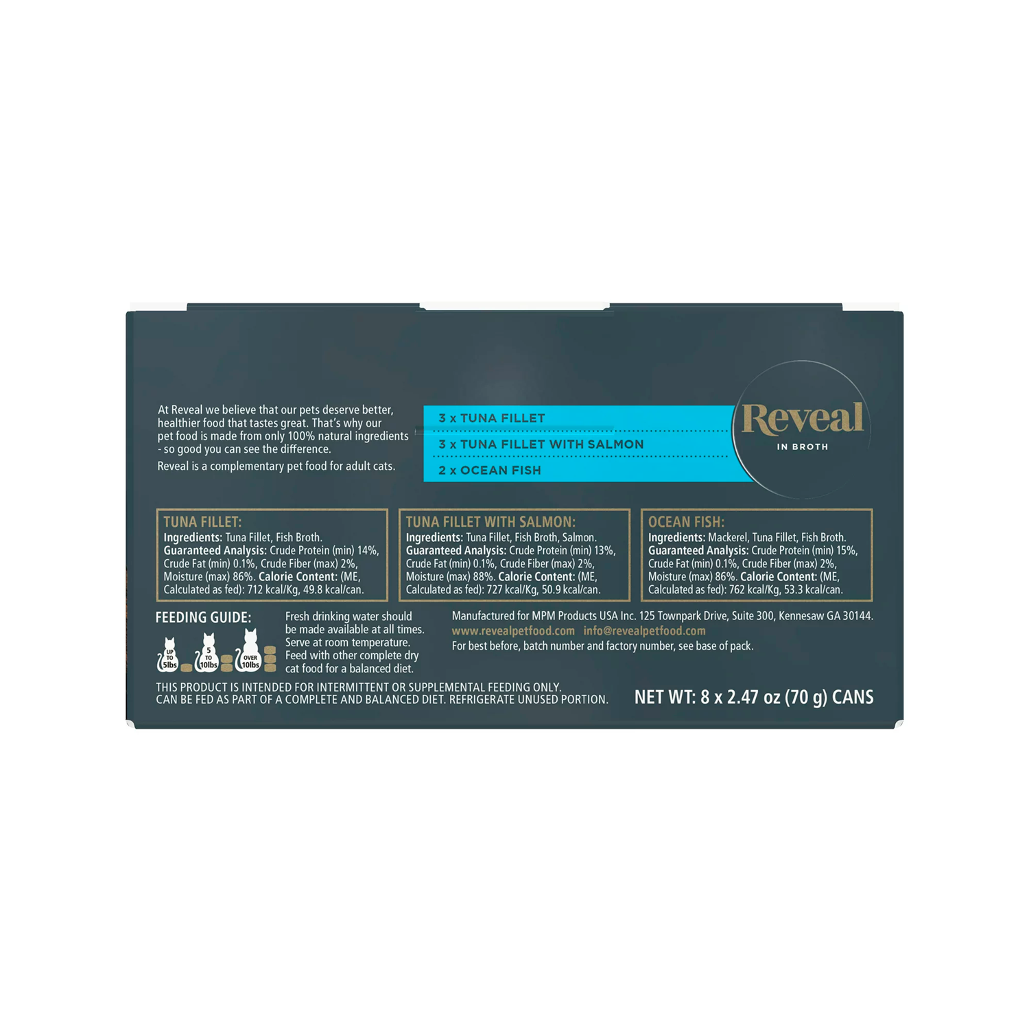 Reveal Natural Wet Cat Food, Fish in Broth Variety Pack, 2.47oz 8 Cans - الصورة 2
