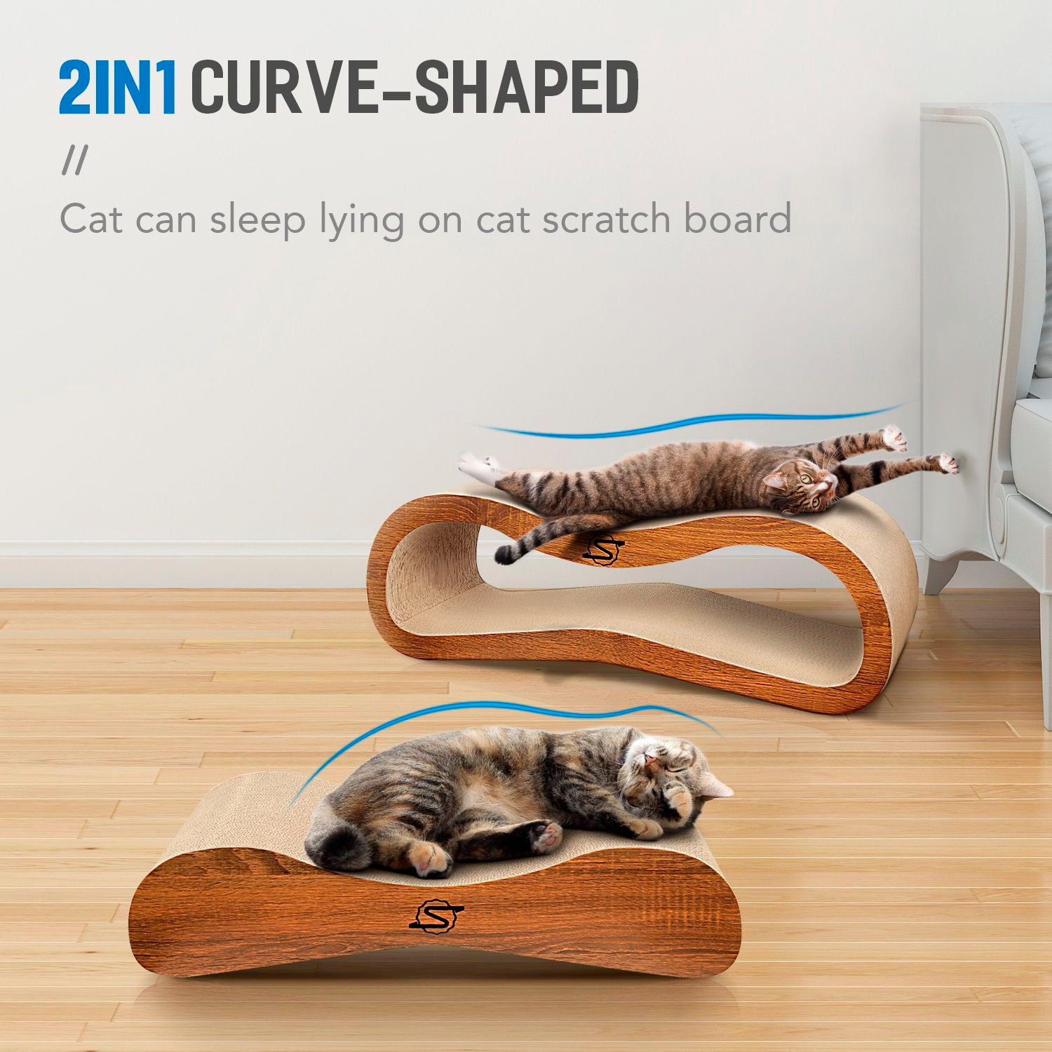 ScratchMe 2 in 1 Cat Scratcher Cardboard Lounge Bed Scratching Post with Catnip, 1-Pack - الصورة 2