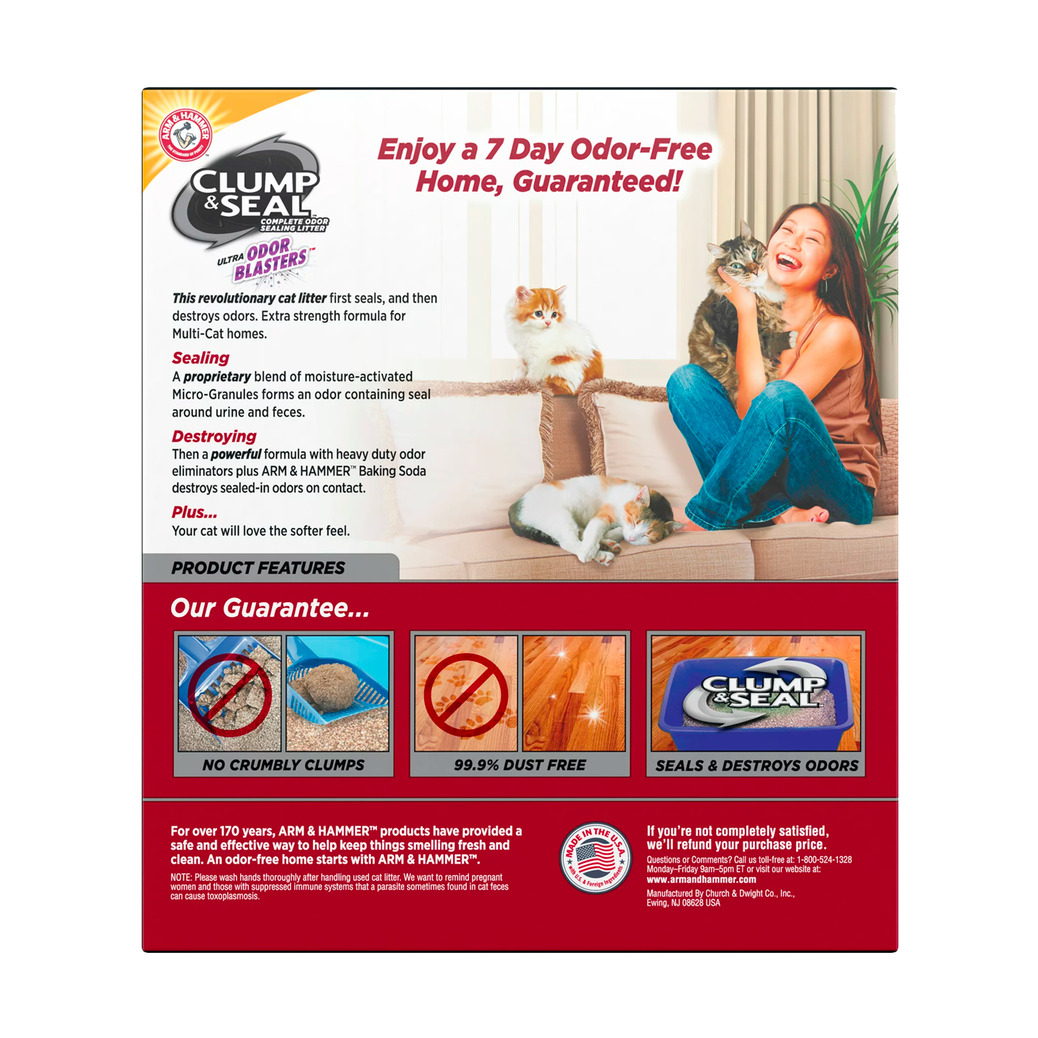 Arm & Hammer Clump & Seal Multi-Cat Complete Odor Sealing Clumping Cat Litter, 38lb - الصورة 2