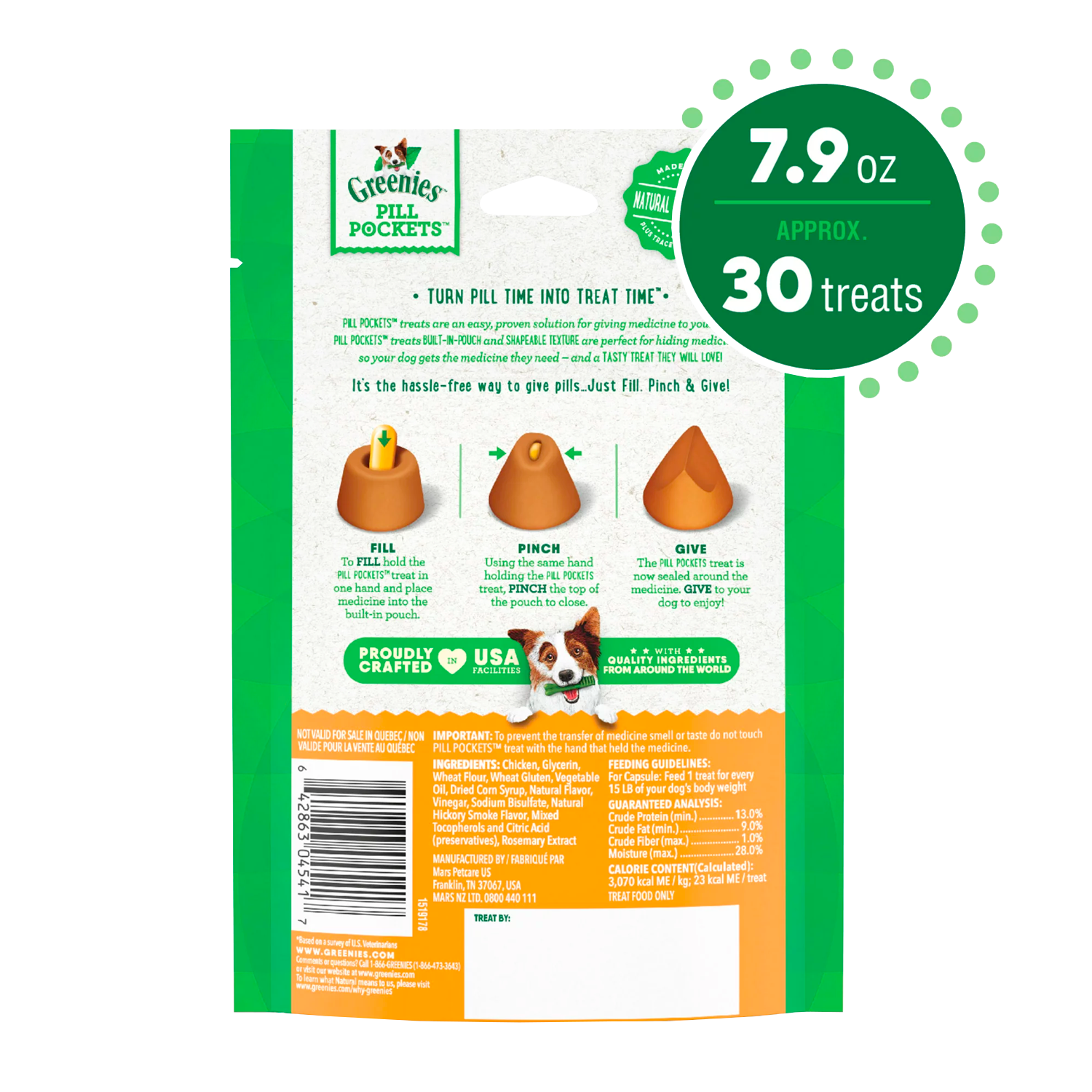 GREENIES PILL POCKETS for Dogs Capsule Size Natural Soft Dog Treats, Chicken Flavor, 7.9 oz. Pack - الصورة 3