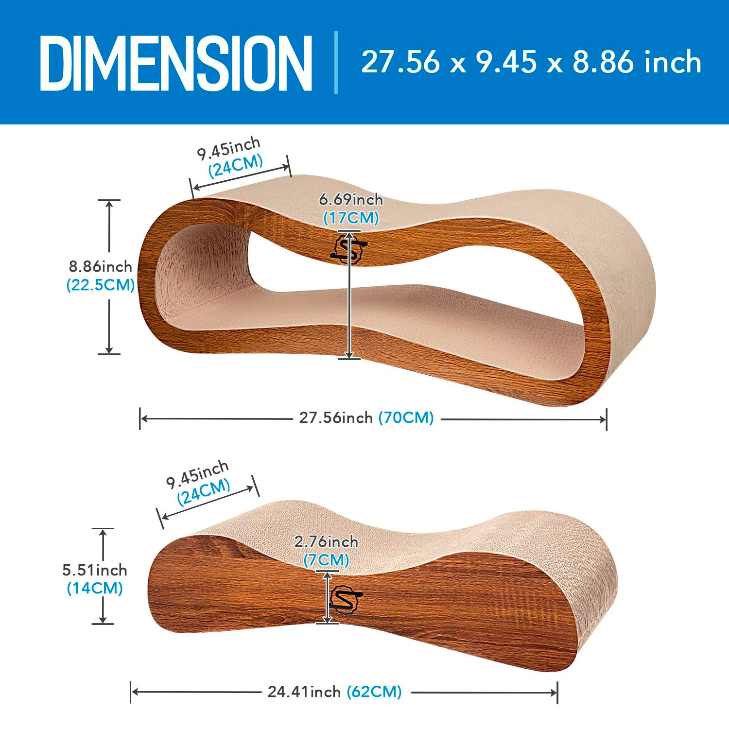 ScratchMe 2 in 1 Cat Scratcher Cardboard Lounge Bed Scratching Post with Catnip, 1-Pack - الصورة 3