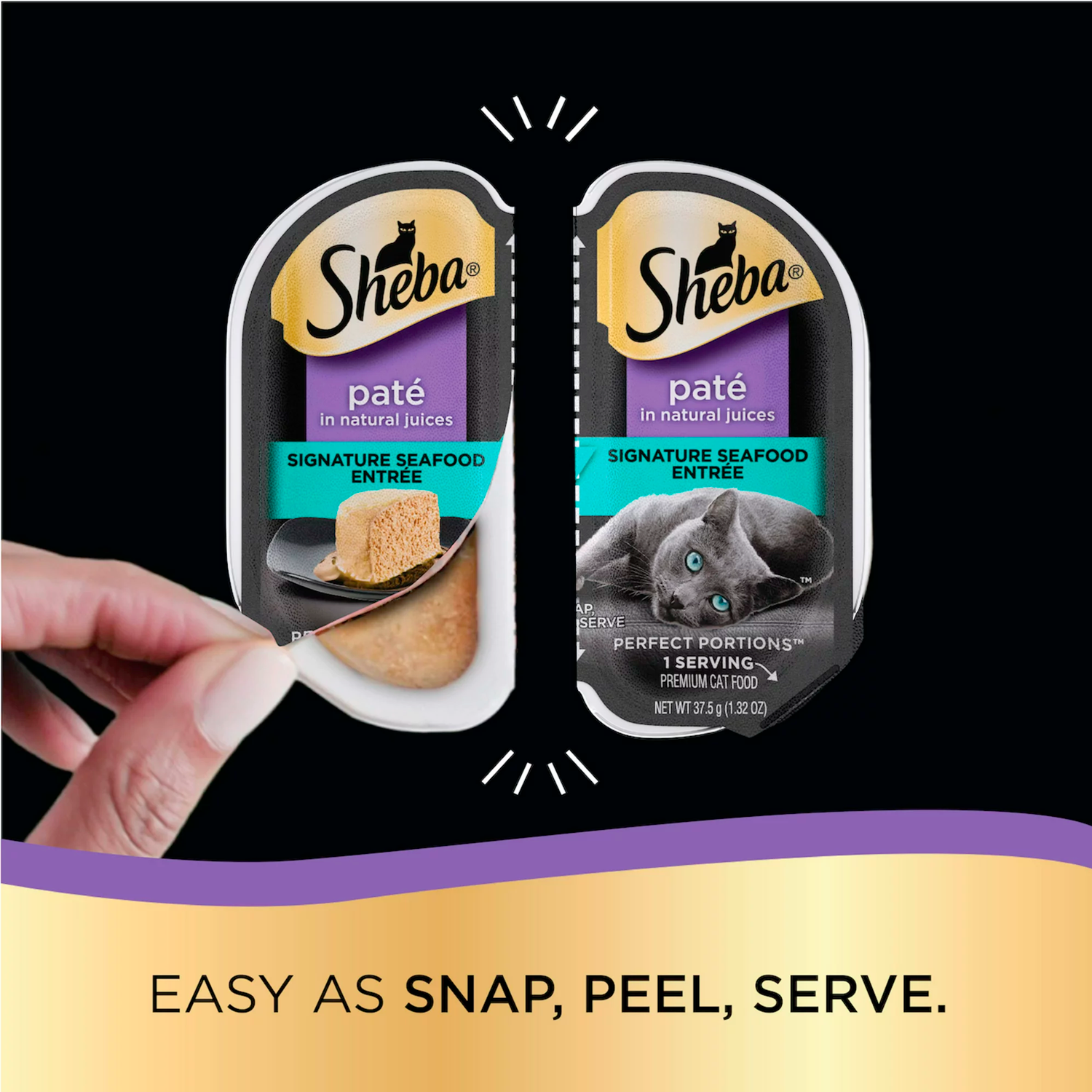 SHEBA Wet Cat Food Pate Variety Pack, Signature Seafood, Delicate Salmon and Tender Whitefish & Tuna Entrees, 2.6 oz. PERFECT PORTIONS Twin-Pack Trays - الصورة 3