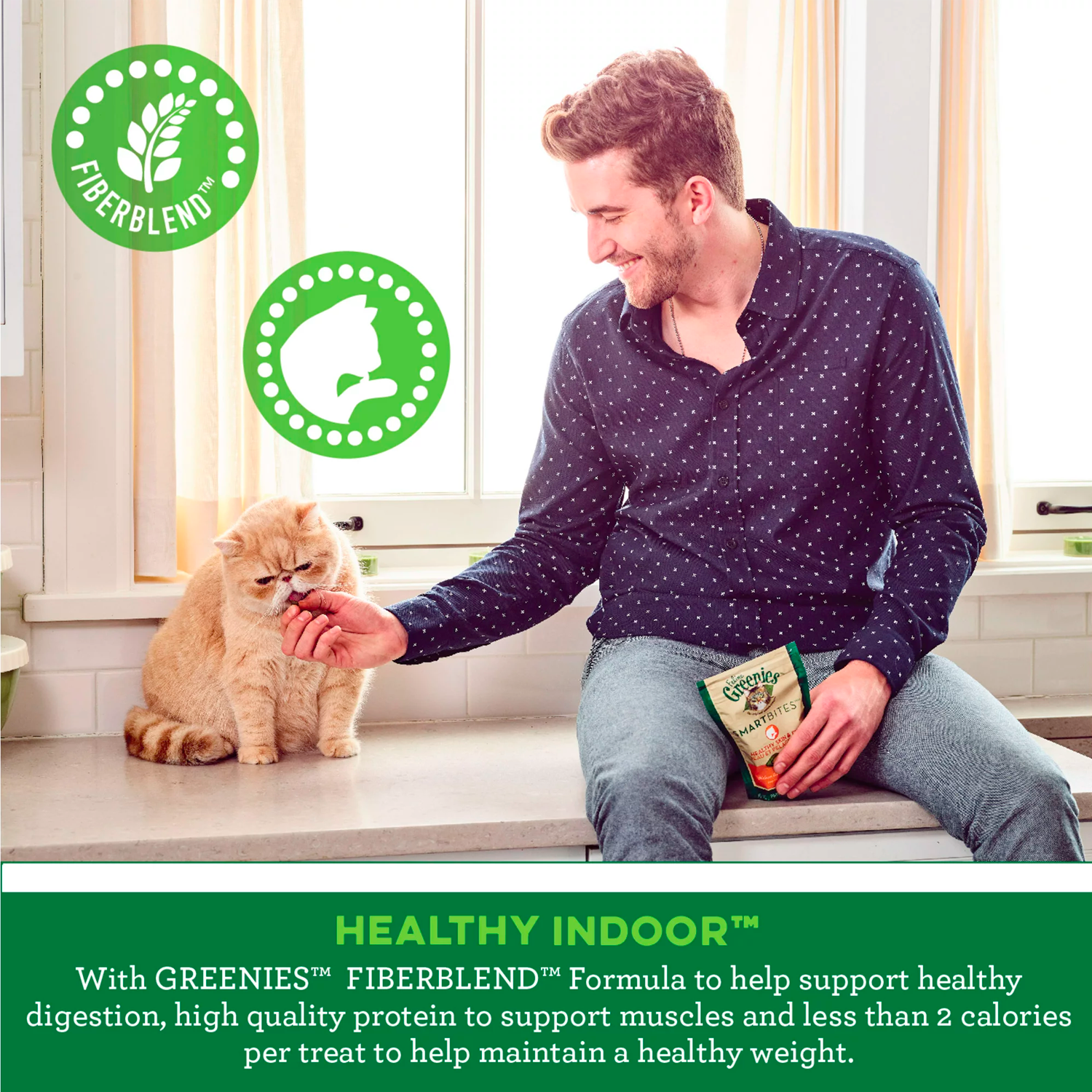 FELINE GREENIES SMARTBITES HEALTHY INDOOR Natural Treats for Cats, Tuna Flavor, 2.1 oz. Pouch - الصورة 3